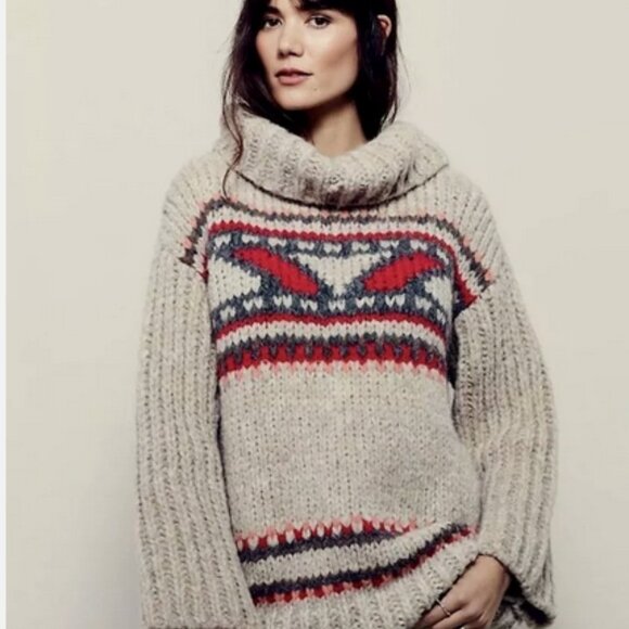 Free People Chunky Knit Sweater Women's Size M Alpaca Blend - Picture 6 of 16